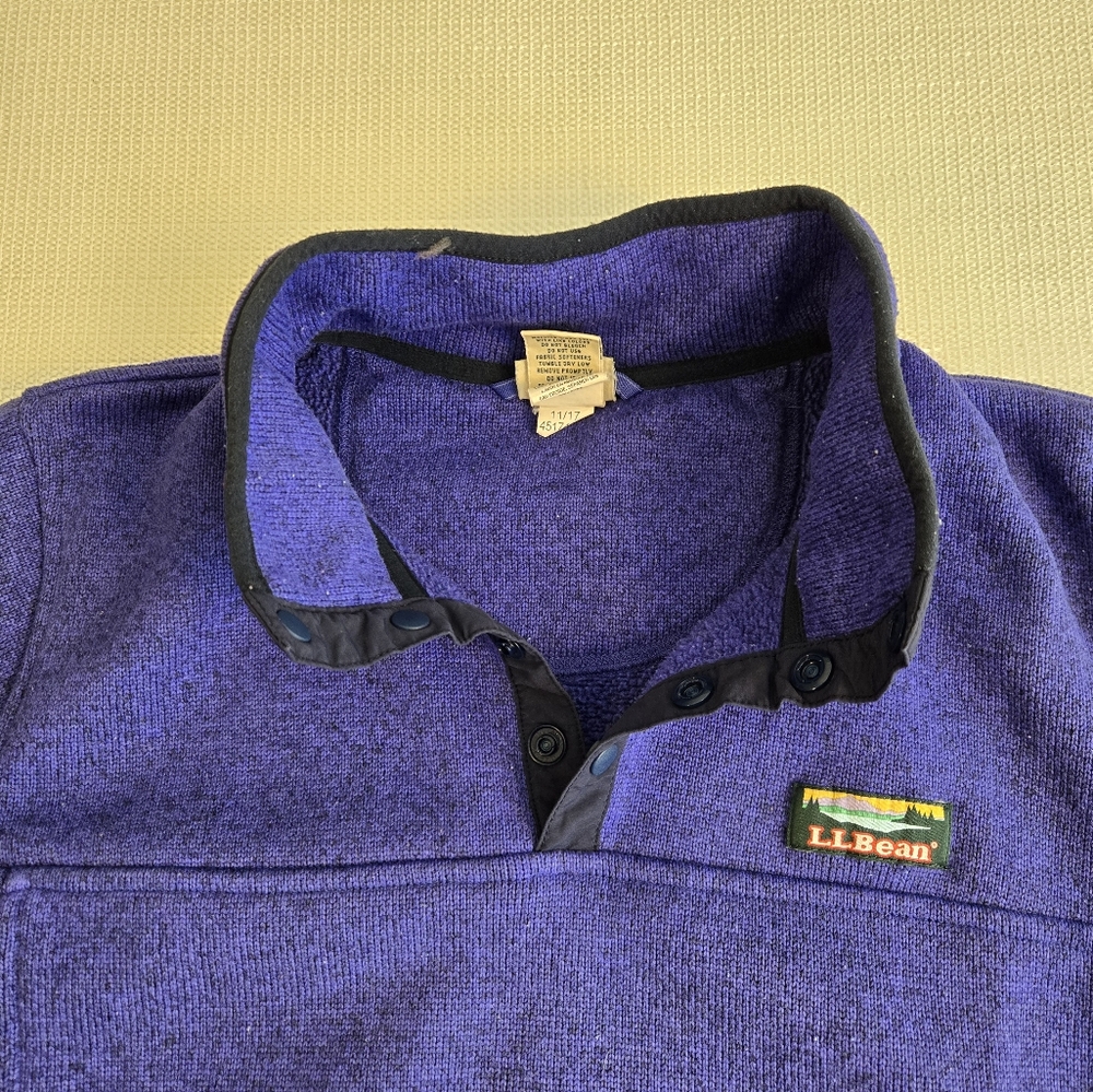 LL Bean Pullover Long Sleeve Sweatshirt Knit Fleece Purple 300193 Youth L 14-16 - Picture 7 of 13